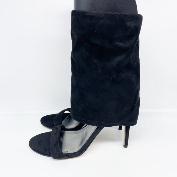 Nine West Women's Macken 2 Heels Faux Suede Open Toe Shoes Black Size 8M - Picture 6 of 12